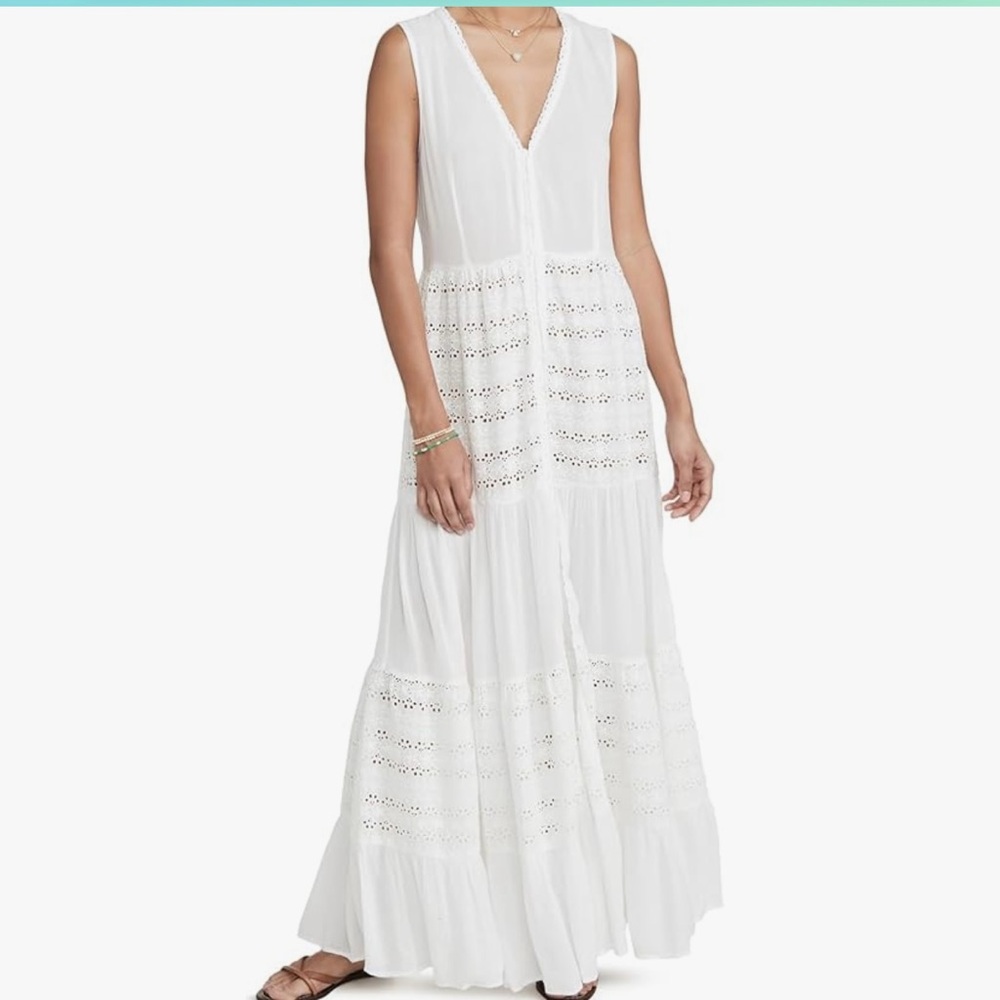 Playa Lucila Women’s Eyelet Maxi Dress Size Medium